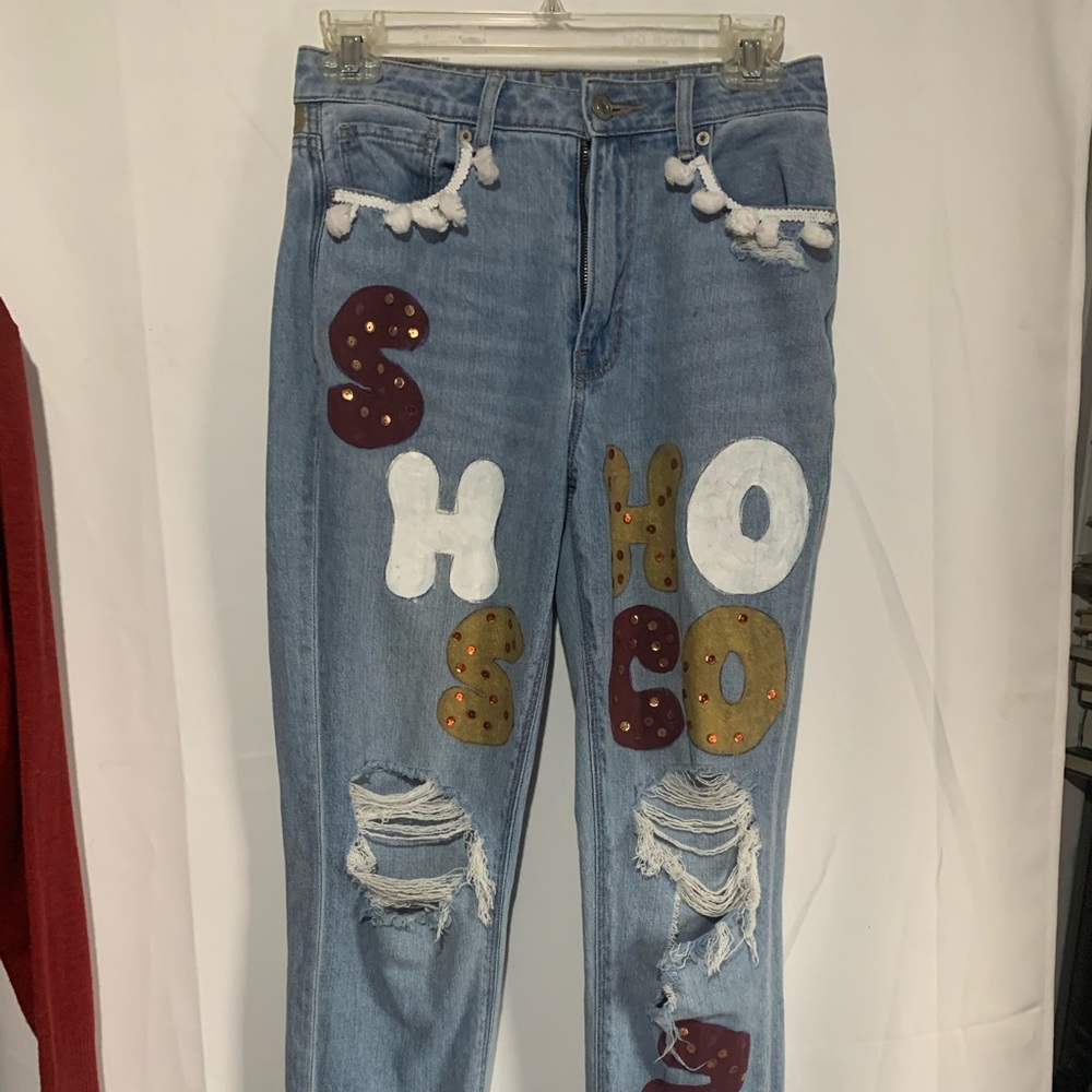 American Eagle Outfitters Blue Jeans with Colorful Lettering